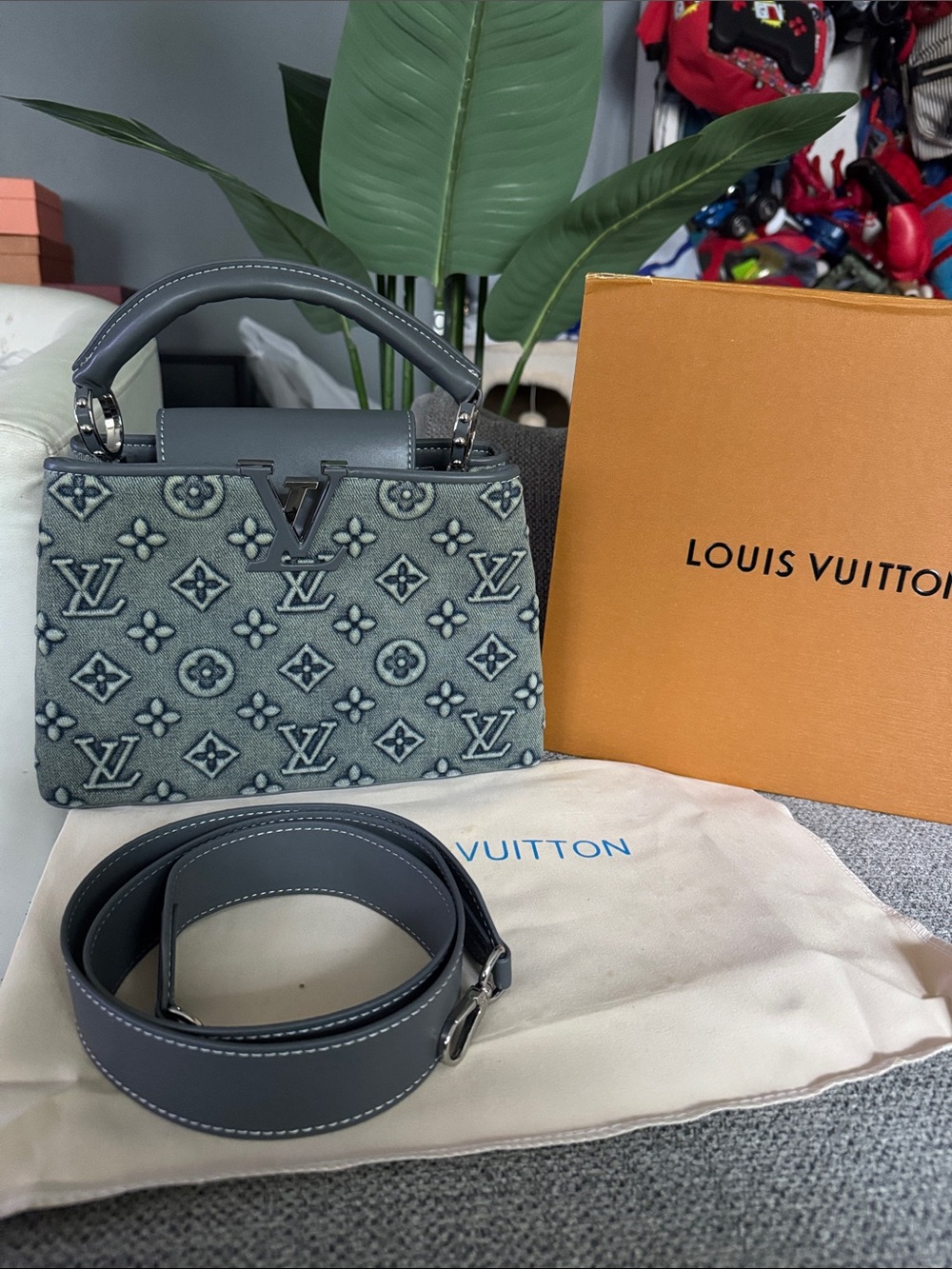 Fashion LV blue gray Monogram Empreinte Mini Top Handle Satchel
